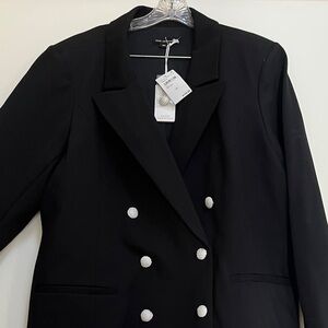 Good American Black Blazer with White Buttons